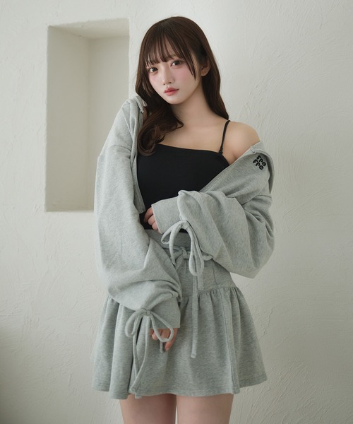 fupel(フぺル)の「Lined ribbon ruffle skirt /裏毛リボンフリルミニスカート(setup対応可)(スカート・レディース・ブラック/グレー・FREE)」の10枚目の写真