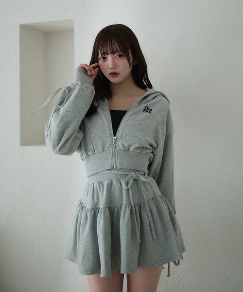 fupel(フぺル)の「Lined ribbon ruffle skirt /裏毛リボンフリルミニスカート(setup対応可)(スカート・レディース・ブラック/グレー・FREE)」の16枚目の写真