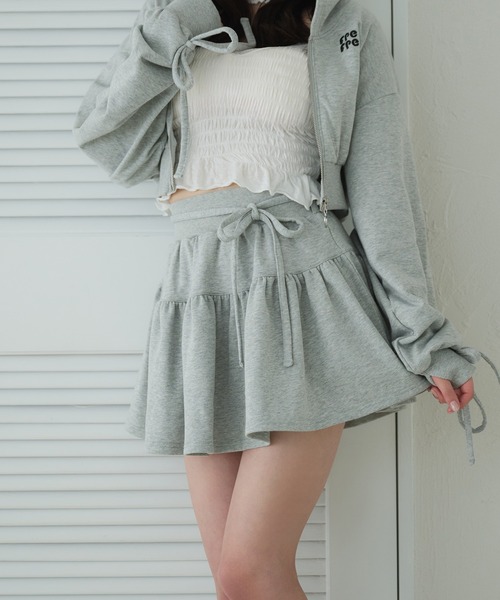 fupel(フぺル)の「Lined ribbon ruffle skirt /裏毛リボンフリルミニスカート(setup対応可)(スカート・レディース・ブラック/グレー・FREE)」の18枚目の写真