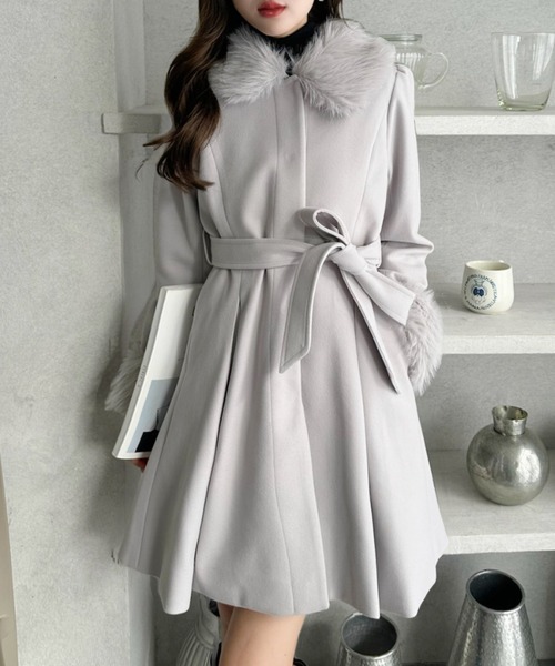 セール】ウエストリボン 取り外し可能 フェイクファー デザイン ミドル