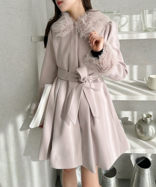 セール】ウエストリボン 取り外し可能 フェイクファー デザイン ミドル