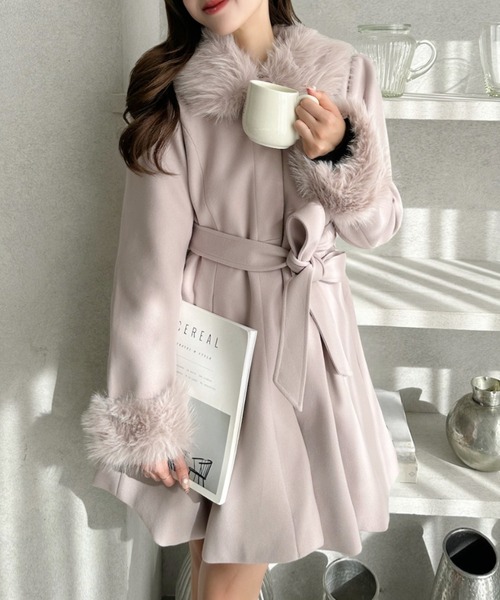 セール】ウエストリボン 取り外し可能 フェイクファー デザイン ミドル