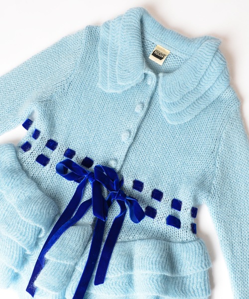 HOLIDAY（ホリデイ）の「MOHAIR BLEND RIBBON RUFFLE KNIT CARDIGAN モヘアブレンドリボンラッフルニットカーディガン（ニット/セーター・レディース・ブルー/ピンク・ONE SIZE）」の14枚目の写真