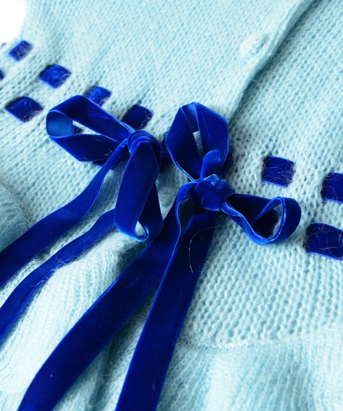 HOLIDAY（ホリデイ）の「MOHAIR BLEND RIBBON RUFFLE KNIT CARDIGAN モヘアブレンドリボンラッフルニットカーディガン（ニット/セーター・レディース・ブルー/ピンク・ONE SIZE）」の11枚目の写真