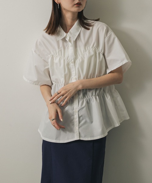 SENSE OF PLACE by URBAN RESEARCH（センスオブプレイスバイアーバンリサーチ）の「『WEB限定』シャーリングシャツ(半袖)（シャツ/ブラウス・レディース・ブルー/オフホワイト/イエロー・ONE）」の2枚目の写真