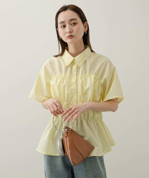 SENSE OF PLACE by URBAN RESEARCH（センスオブプレイスバイアーバンリサーチ）の「『WEB限定』シャーリングシャツ(半袖)（シャツ/ブラウス・レディース・ブルー/オフホワイト/イエロー・ONE）」の10枚目の写真