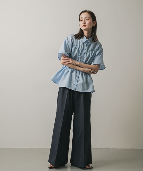 SENSE OF PLACE by URBAN RESEARCH（センスオブプレイスバイアーバンリサーチ）の「『WEB限定』シャーリングシャツ(半袖)（シャツ/ブラウス・レディース・ブルー/オフホワイト/イエロー・ONE）」の8枚目の写真