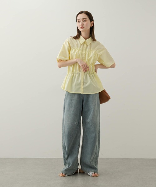 SENSE OF PLACE by URBAN RESEARCH（センスオブプレイスバイアーバンリサーチ）の「『WEB限定』シャーリングシャツ(半袖)（シャツ/ブラウス・レディース・ブルー/オフホワイト/イエロー・ONE）」の7枚目の写真