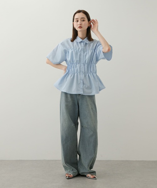 SENSE OF PLACE by URBAN RESEARCH（センスオブプレイスバイアーバンリサーチ）の「『WEB限定』シャーリングシャツ(半袖)（シャツ/ブラウス・レディース・ブルー/オフホワイト/イエロー・ONE）」の22枚目の写真