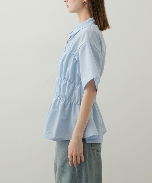 SENSE OF PLACE by URBAN RESEARCH（センスオブプレイスバイアーバンリサーチ）の「『WEB限定』シャーリングシャツ(半袖)（シャツ/ブラウス・レディース・ブルー/オフホワイト/イエロー・ONE）」の21枚目の写真