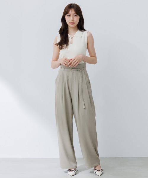 SENEE（セニー）の「belt set slacks（ベルトセットスラックス）（スラックス・レディース・ベージュ/ブラック・MEDIUM/SMALL）」の13枚目の写真