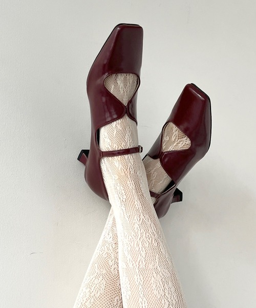 POMUM&ARTS スクエアトゥ メリージェーン パンプス 23.5 ブラック POMUM&ARTS スクエアトゥ メリージェーンパンプス