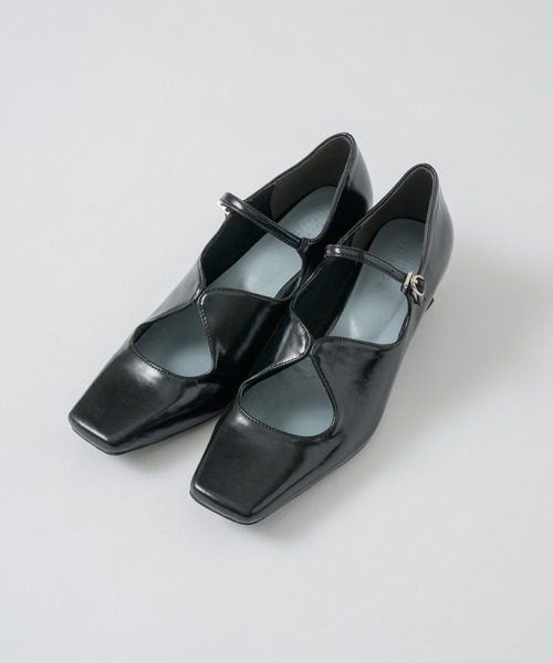 POMUM&ARTS スクエアトゥ メリージェーン パンプス 23.5 ブラック square toe maryjane pumps / スクエアトゥ メリージェーン パンプス