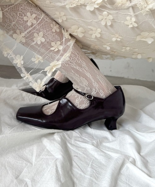 POMUM&ARTS スクエアトゥ メリージェーン パンプス 23.5 ブラック square toe maryjane pumps / スクエアトゥ メリージェーン