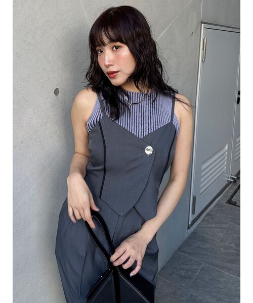 MURUA(ムルーア)の「セパレートライクジャンパースカート(ワンピース・レディース・ブラック/グレー・1/2)」の18枚目の写真