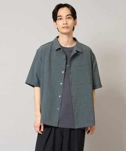 a.v.v(アーヴェヴェ)の「【接触冷感/イージーケア/吸水速乾】オープンカラー半袖シャツ(セットアップ可)リライトシリーズ3(シャツ/ブラウス・メンズ・ブルー/チャコールグレー/モカ・46/48/50)」の1枚目の写真