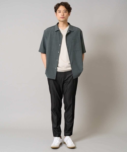 a.v.v(アーヴェヴェ)の「【接触冷感/イージーケア/吸水速乾】オープンカラー半袖シャツ(セットアップ可)リライトシリーズ3(シャツ/ブラウス・メンズ・ブルー/チャコールグレー/モカ・46/48/50)」の4枚目の写真