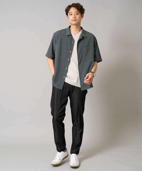 a.v.v(アーヴェヴェ)の「【接触冷感/イージーケア/吸水速乾】オープンカラー半袖シャツ(セットアップ可)リライトシリーズ3(シャツ/ブラウス・メンズ・ブルー/チャコールグレー/モカ・46/48/50)」の5枚目の写真