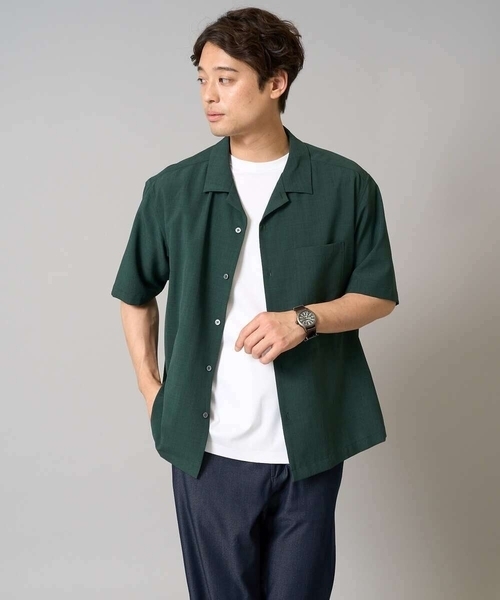 a.v.v(アーヴェヴェ)の「【接触冷感/イージーケア/吸水速乾】オープンカラー半袖シャツ(セットアップ可)リライトシリーズ3(シャツ/ブラウス・メンズ・ブルー/チャコールグレー/モカ・46/48/50)」の6枚目の写真