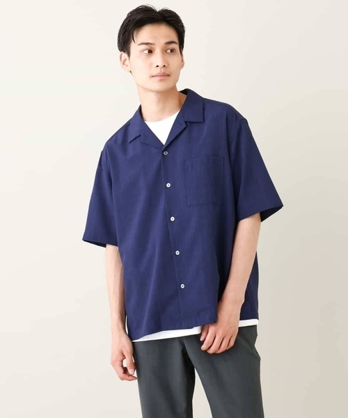 a.v.v(アーヴェヴェ)の「【接触冷感/イージーケア/吸水速乾】オープンカラー半袖シャツ(セットアップ可)リライトシリーズ3(シャツ/ブラウス・メンズ・ブルー/チャコールグレー/モカ・46/48/50)」の8枚目の写真