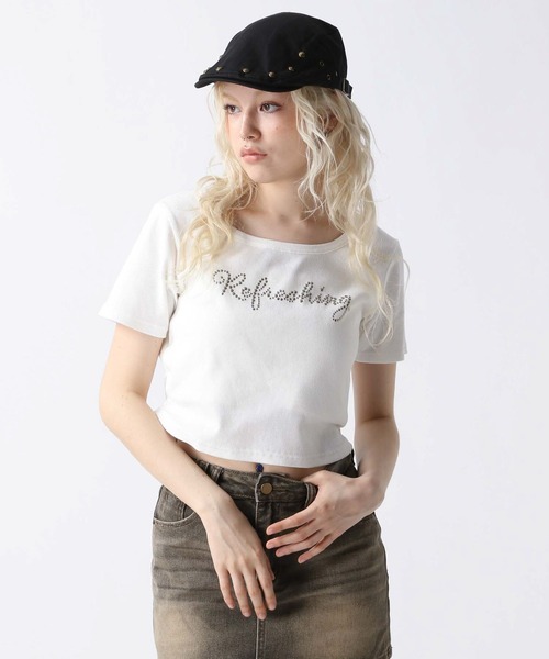 FOREVER 21（フォーエバー トゥエンティーワン）の「【2025SS】スタッズロゴＴシャツ（Tシャツ/カットソー・レディース・ホワイト/ブルー/ブラック・FREE）」の15枚目の写真