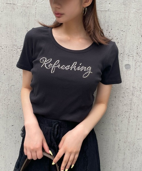 FOREVER 21（フォーエバー トゥエンティーワン）の「【2025SS】スタッズロゴＴシャツ（Tシャツ/カットソー・レディース・ホワイト/ブルー/ブラック・FREE）」の10枚目の写真