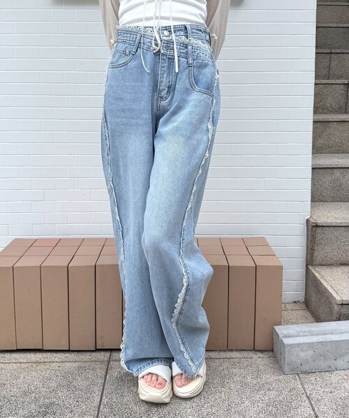 mline（エムライン）の「[mline]クロスレースデニム（デニム