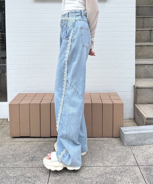 mline（エムライン）の「[mline]クロスレースデニム（デニムパンツ・レディース・ブルー・MEDIUM/SMALL）」の5枚目の写真