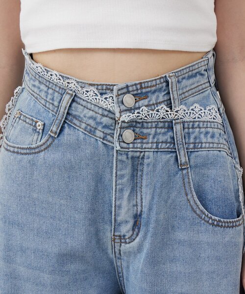 mline（エムライン）の「[mline]クロスレースデニム（デニムパンツ・レディース・ブルー・MEDIUM/SMALL）」の9枚目の写真