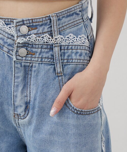 mline（エムライン）の「[mline]クロスレースデニム（デニムパンツ・レディース・ブルー・MEDIUM/SMALL）」の11枚目の写真