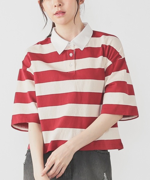 ポロシャツ ポロ ショートラガーポロ レディース ショート丈ラガーシャツ（ポロシャツ）｜Honeys（ハニーズ）の