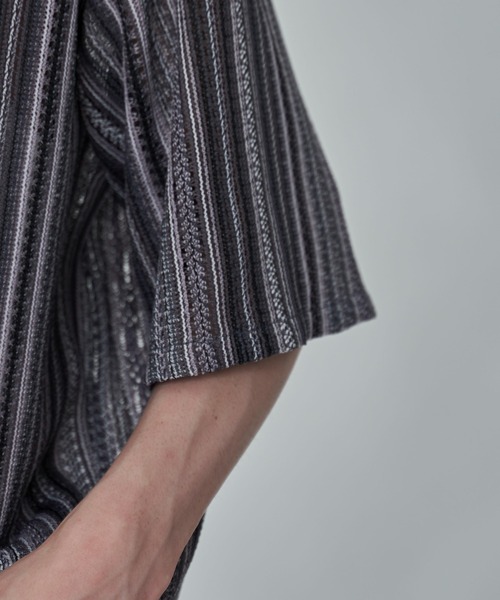 BROWNY（ブラウニー）の「BROWNY/ストライプメッシュBIGシャツ（シャツ/ブラウス・メンズ・チャコール/オフホワイト/グレー・MEDIUM/LARGE）」の9枚目の写真