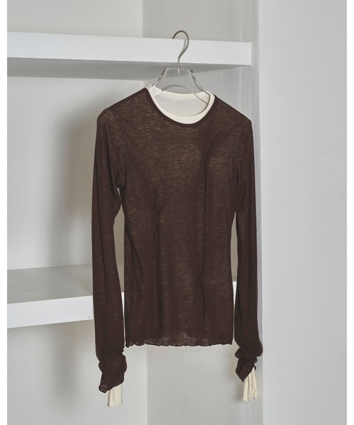 TODAYFUL(トゥデイフル)の「Tuck Layered Long T-shirts(Tシャツ/カットソー・レディース・チャコールグレー/ダークブラウン/キナリ・FREE)」の19枚目の写真