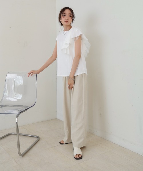 Bab(バブ)の「イレヘムラッフルデザインカットソー(Tシャツ/カットソー・レディース・ブラック/オフホワイト/杢グレー・FREE)」の5枚目の写真
