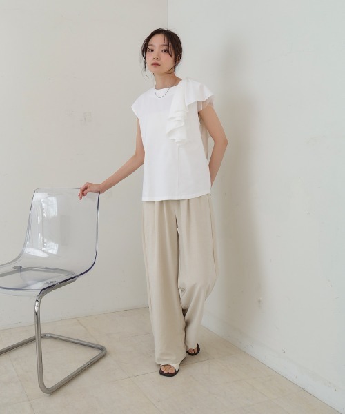 Bab(バブ)の「イレヘムラッフルデザインカットソー(Tシャツ/カットソー・レディース・ブラック/オフホワイト/杢グレー・FREE)」の7枚目の写真