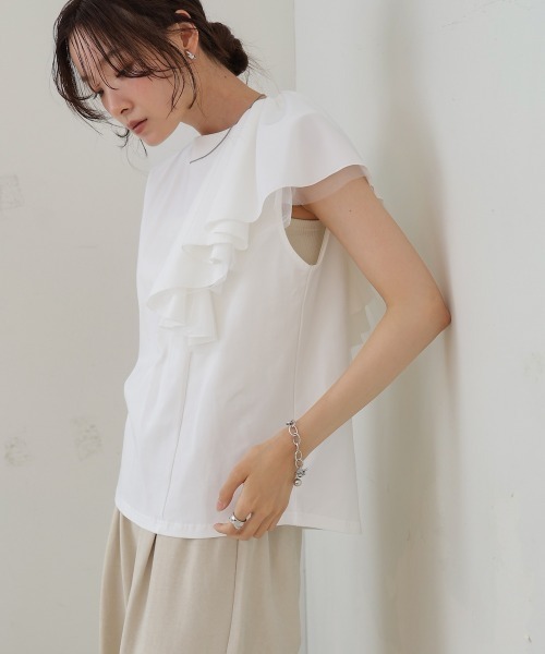 Bab(バブ)の「イレヘムラッフルデザインカットソー(Tシャツ/カットソー・レディース・ブラック/オフホワイト/杢グレー・FREE)」の9枚目の写真