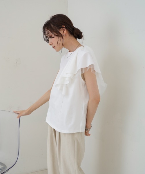 Bab(バブ)の「イレヘムラッフルデザインカットソー(Tシャツ/カットソー・レディース・ブラック/オフホワイト/杢グレー・FREE)」の10枚目の写真