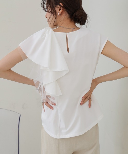 Bab(バブ)の「イレヘムラッフルデザインカットソー(Tシャツ/カットソー・レディース・ブラック/オフホワイト/杢グレー・FREE)」の12枚目の写真