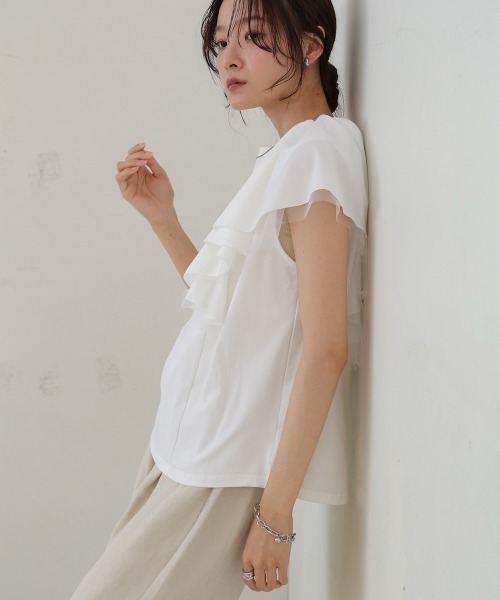 Bab(バブ)の「イレヘムラッフルデザインカットソー(Tシャツ/カットソー・レディース・ブラック/オフホワイト/杢グレー・FREE)」の14枚目の写真