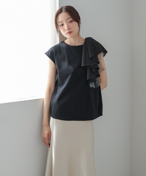 Bab(バブ)の「イレヘムラッフルデザインカットソー(Tシャツ/カットソー・レディース・ブラック/オフホワイト/杢グレー・FREE)」の19枚目の写真