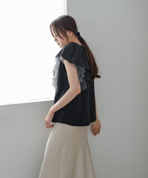 Bab(バブ)の「イレヘムラッフルデザインカットソー(Tシャツ/カットソー・レディース・ブラック/オフホワイト/杢グレー・FREE)」の20枚目の写真