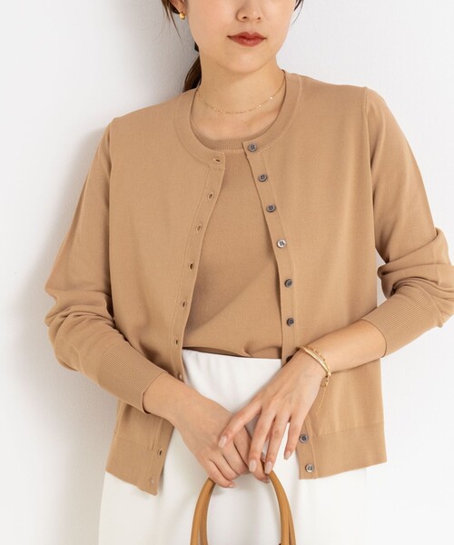 NOLLEY’S Sophi（ノーリーズソフィ）の「《アンサンブル対応/手洗い可能》マルチファンクションクルーネックカーディガン（カーディガン/ボレロ・レディース・キャメル/ホワイト系その他2/レッド/ダークブラウン・38/36）」の3枚目の写真