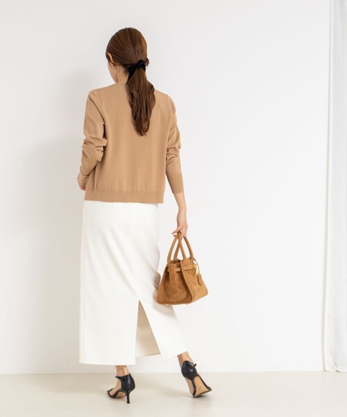 NOLLEY’S Sophi（ノーリーズソフィ）の「《アンサンブル対応/手洗い可能》マルチファンクションクルーネックカーディガン（カーディガン/ボレロ・レディース・キャメル/ホワイト系その他2/レッド/ダークブラウン・38/36）」の5枚目の写真