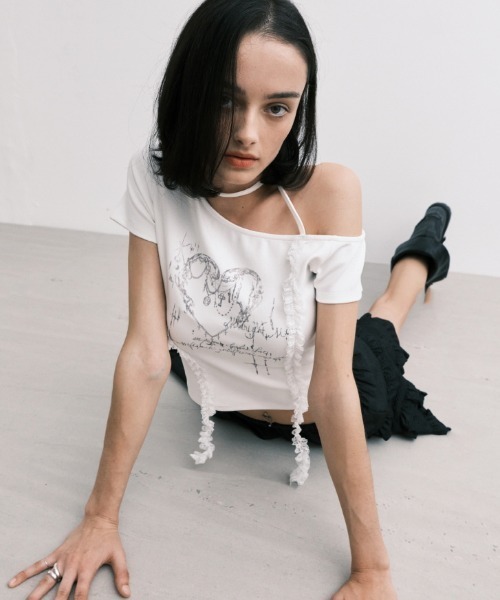 Midnight Move（ミッドナイトムーブ）の「A'GEM/9 × .kom 『MIDNIGHT MOVE/ミッドナイトムーブ』 HEART 2 T-SHIRT/ハート 2半袖Tシャツ（Tシャツ/カットソー・レディース・グレー/ブラック/ホワイト・FREE）」の18枚目の写真