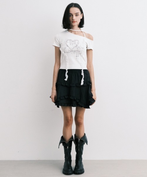 Midnight Move（ミッドナイトムーブ）の「A'GEM/9 × .kom 『MIDNIGHT MOVE/ミッドナイトムーブ』 HEART 2 T-SHIRT/ハート 2半袖Tシャツ（Tシャツ/カットソー・レディース・グレー/ブラック/ホワイト・FREE）」の16枚目の写真