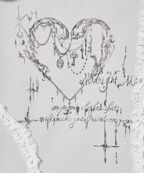 Midnight Move（ミッドナイトムーブ）の「A'GEM/9 × .kom 『MIDNIGHT MOVE/ミッドナイトムーブ』 HEART 2 T-SHIRT/ハート 2半袖Tシャツ（Tシャツ/カットソー・レディース・グレー/ブラック/ホワイト・FREE）」の11枚目の写真