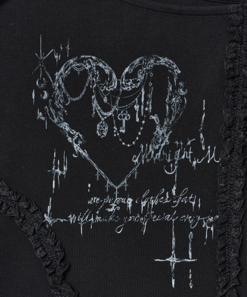Midnight Move（ミッドナイトムーブ）の「A'GEM/9 × .kom 『MIDNIGHT MOVE/ミッドナイトムーブ』 HEART 2 T-SHIRT/ハート 2半袖Tシャツ（Tシャツ/カットソー・レディース・グレー/ブラック/ホワイト・FREE）」の8枚目の写真