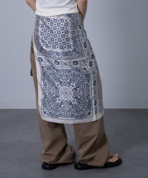 Chiina / レトロ ヴィンテージ風 プリント 総柄 スカーフ ヘッド