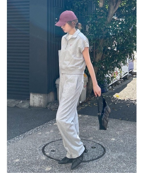 THROW by SLY（スローバイスライ）の「THROW MAYU KAKIHATA SW STAND TOPS 半袖 夏服　トレーナー スウェット（スウェット・レディース・杢グレー/ブラック・FREE）」の7枚目の写真