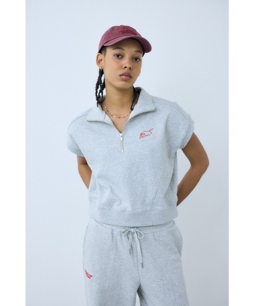 THROW by SLY（スローバイスライ）の「THROW MAYU KAKIHATA SW STAND TOPS 半袖 夏服　トレーナー スウェット（スウェット・レディース・杢グレー/ブラック・FREE）」の20枚目の写真